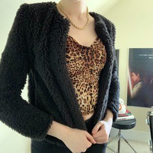 Black H&M Sherpa-like jacket